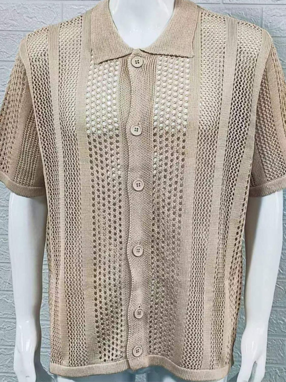Button Down Collared Neck Hollow Out Shirt-Free Shipping - aurelia-clothing-8955