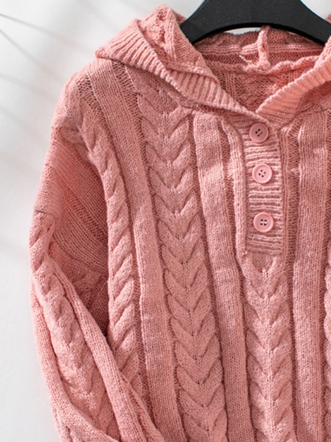 Cable-Knit Long Sleeve Hooded Sweater - aurelia-clothing-8955