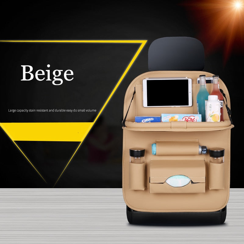Car Seat Back Bag Folding Table Organizer Pad Drink Chair Storage Pocket Box Travel Stowing Tidying Automobile Accessories - Free Shipping - aurelia-clothing-8955