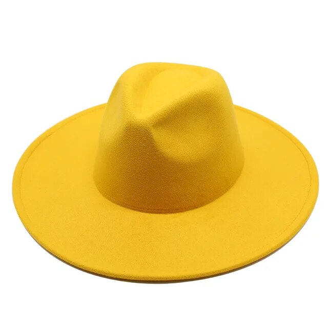 Classical Wide Brim Fedora Hat Black white Wool Hats Men Women Crushable Winter Hat Derby Wedding Church Jazz Hats - Free Shipping - aurelia-clothing-8955