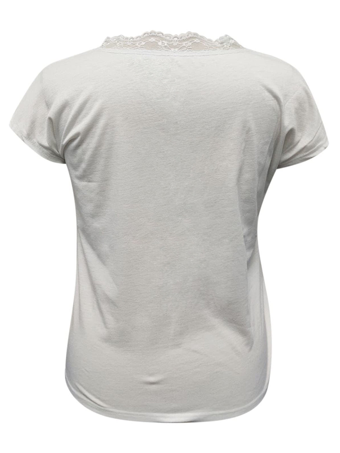 Full Size Lace Detail V-Neck Short Sleeve Blouse - aurelia-clothing-8955