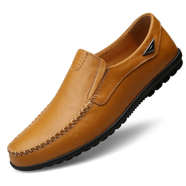 Genuine Leather Mens Moccasin Shoes Black Men Flats Breathable Casual Italian Loafers Comfortable Plus Size - Free Shipping - aurelia-clothing-8955