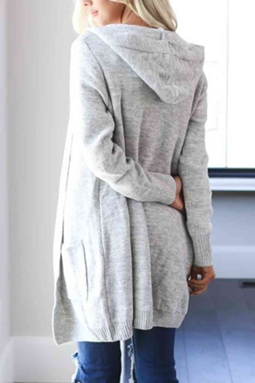 Heathered Open Front Cardigan with Pockets - Free Shipping - aurelia-clothing-8955