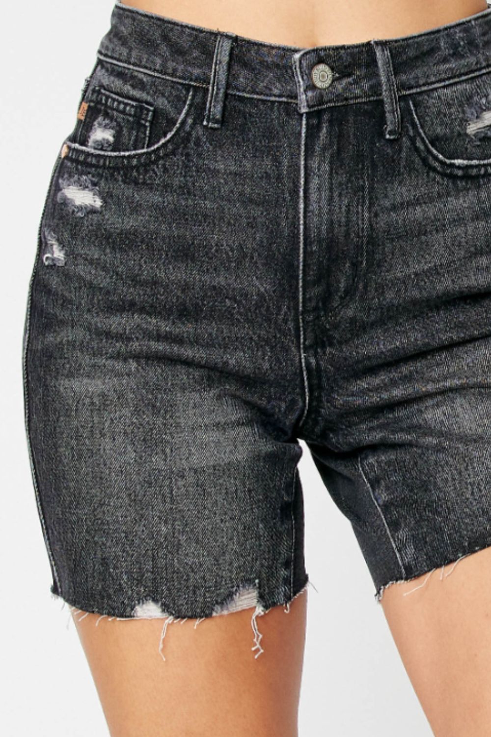Judy Blue Full Size Hig h Waist Tummy Control Denim Shorts- Free Shipping - aurelia-clothing-8955