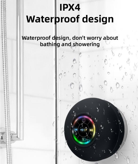 Large suction cup waterproof Bluetooth speaker LED light emitting waterproof bathroom Bluetooth speaker portable Bluetooth speaker - Free Shipping - aurelia-clothing-8955