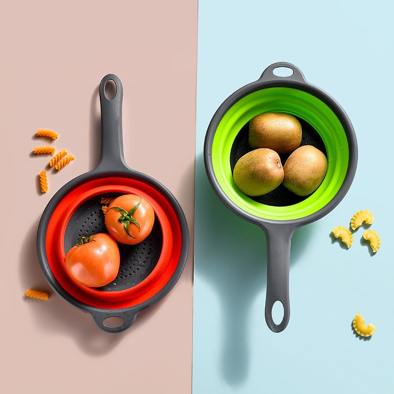 Long handle PPTPR folding drainage basket retractable water filter basket fruit and vegetable water filter tray - Free Shipping - aurelia-clothing-8955