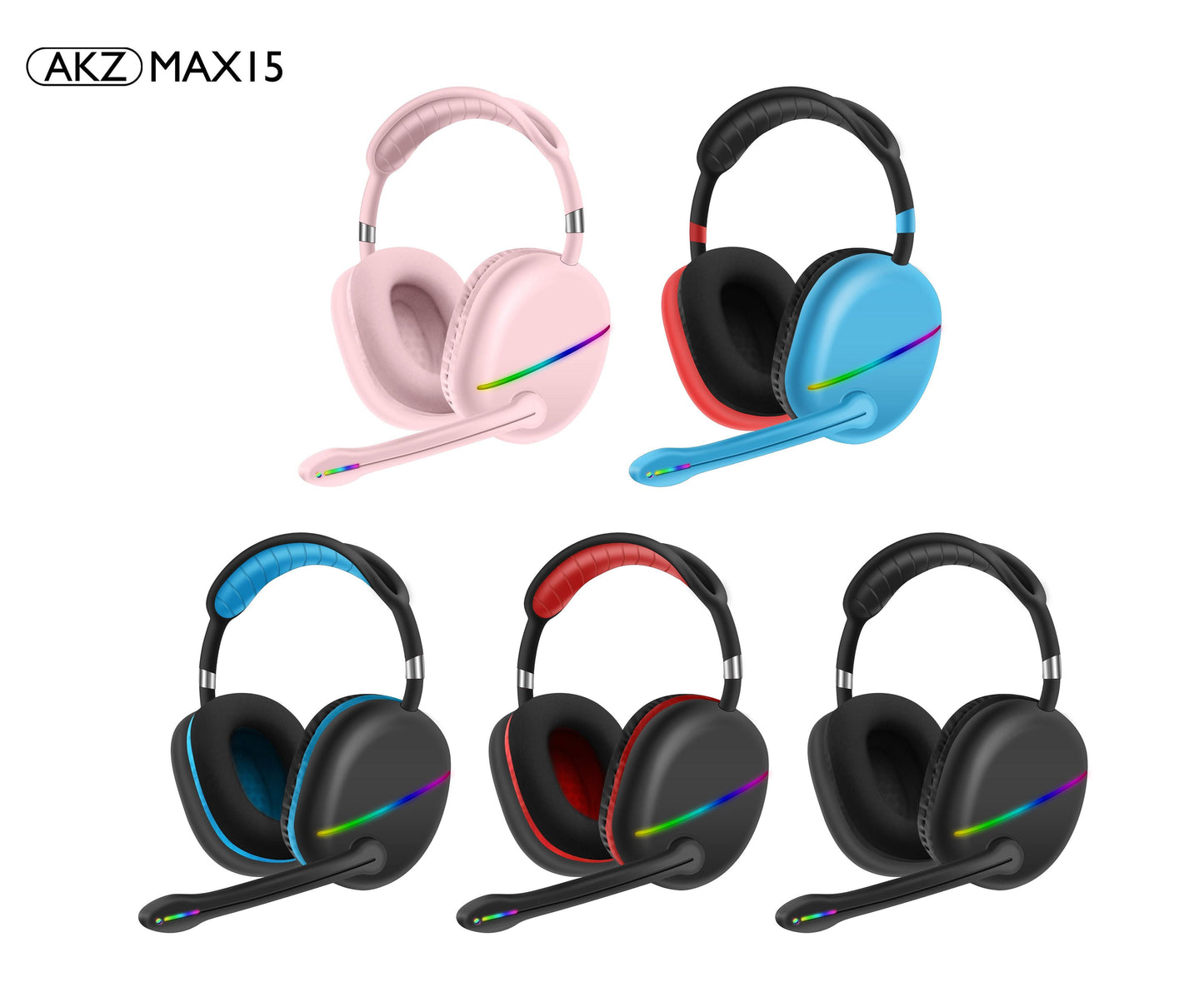 MAX15 New RGB Headset Bluetooth Headset External Microphone Subwoofer Long Battery Life Gaming Headset - Free Shipping - aurelia-clothing-8955