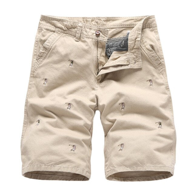 Mens Cargo Shorts Male Embroidery 100% Cotton Shorts Men Casual Cargo Shorts - Free Shipping - aurelia-clothing-8955