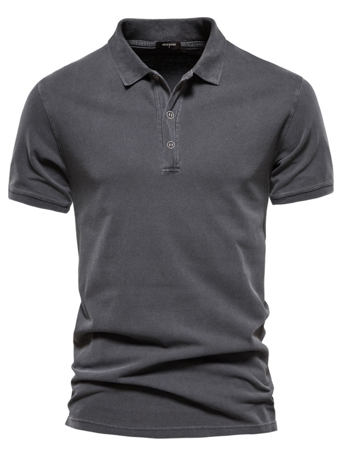 Mens Collared Neck Button Detail Short Sleeve Polo - aurelia-clothing-8955