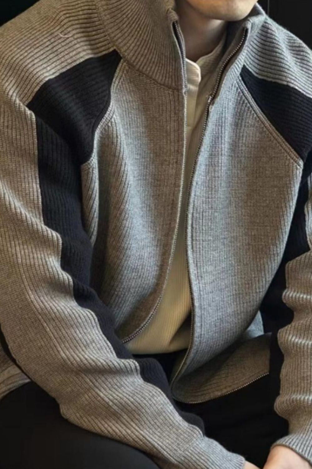 Mens Plus Size Zip Up Long Sleeve Cardigan - Free Shipping - aurelia-clothing-8955