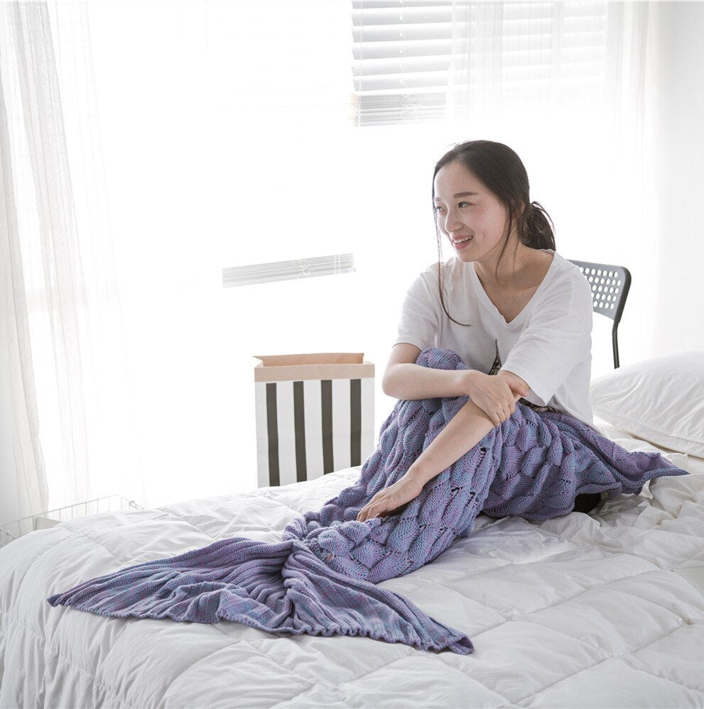 Mermaid Blankets Knitting Fish Tai-Free Shipping - aurelia-clothing-8955
