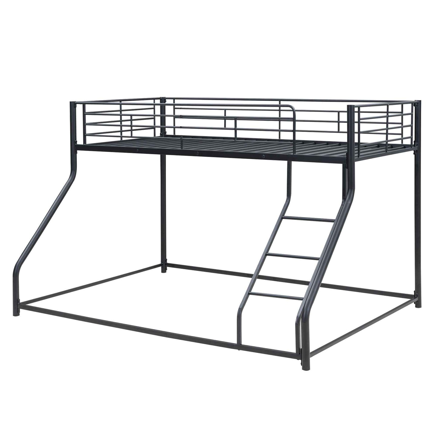 Metal Floor Bunk Bed, Twin XL over Queen, Black-Free Shipping - aurelia-clothing-8955