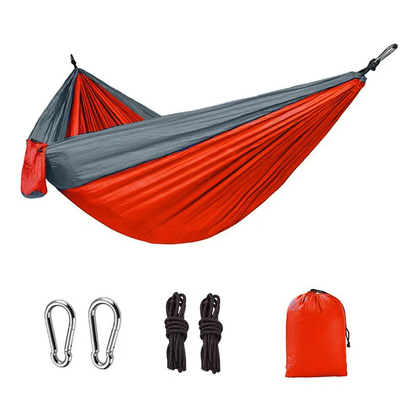 Outdoor Hammock Camping Single And Double Parachute Fabric Color Matching Hammock Widened Swing Indoor Leisure - Free Shipping - aurelia-clothing-8955