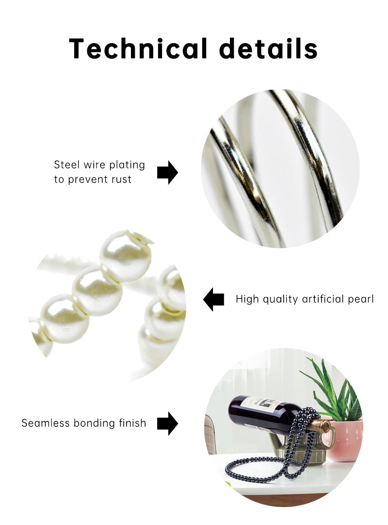 Pearl Necklace Stainless Steel Wine Rack Wine Pedestal Clamp Holder Suspension Champagne Whisky Small Ornaments- Free Shipping - aurelia-clothing-8955