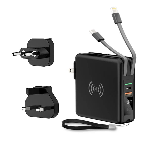 Power Bank 10000mAh With AC Plug 15W Fast Wireless Charging Powerbank USB Type C Mobile Phone Wall Charger for iPhone 14 - Free Shipping - aurelia-clothing-8955