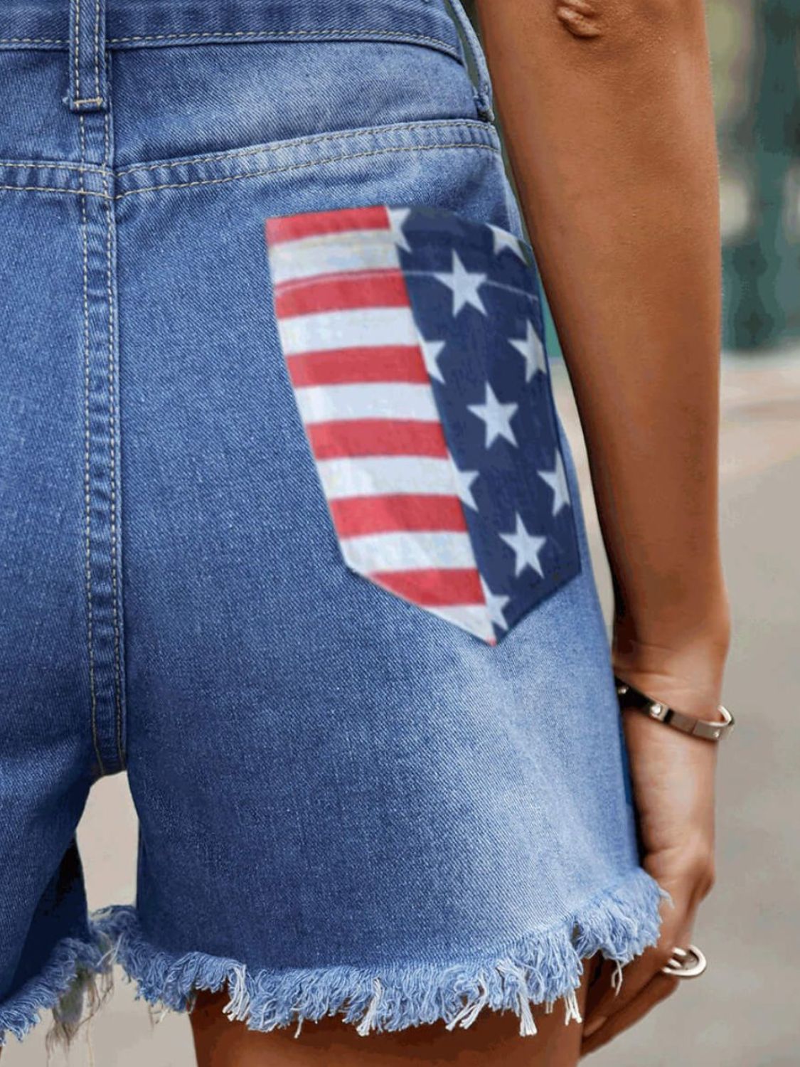 Raw Hem Denim Shorts with Pockets - aurelia-clothing-8955