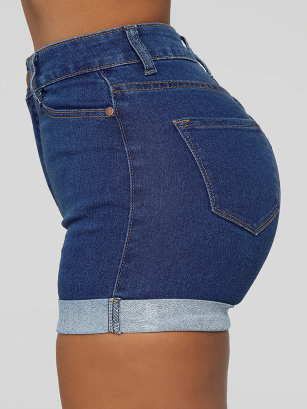 Stylish simple high elastic womens denim shorts - Free Shipping - aurelia-clothing-8955