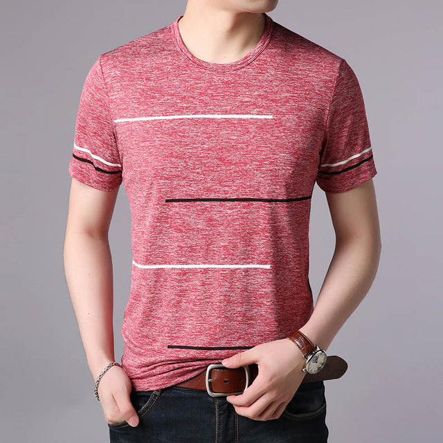 T Shirts Mens Summer O Neck Cotton Trending Streetwear Tops Striped Short Sleev Cool Tee Mens Clothing - Free Shipping - aurelia-clothing-8955
