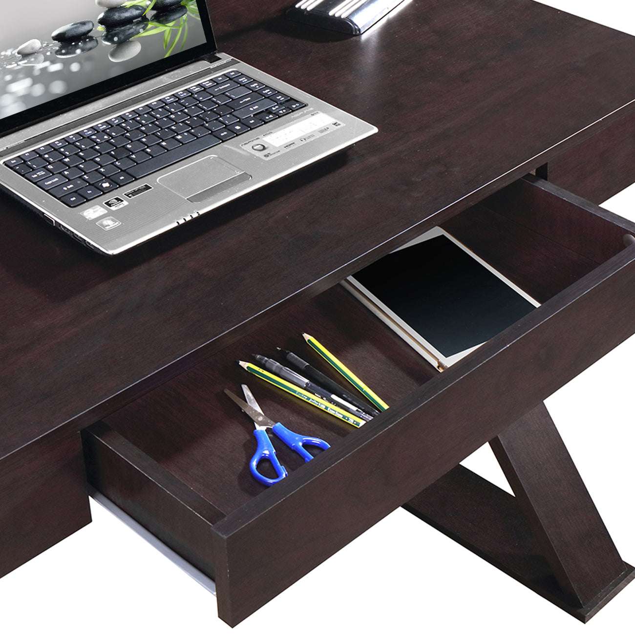 Techni Mobili Trendy Writing Desk with Drawer, Espresso - Free Shipping - aurelia-clothing-8955