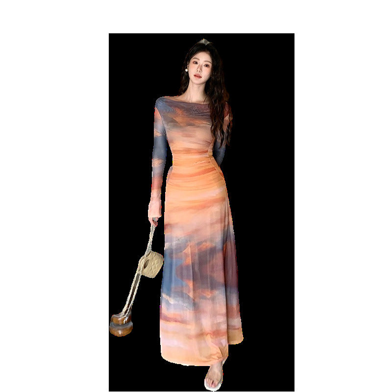 Tie-Dye Swing Collar Dress Women - Free Shipping - aurelia-clothing-8955