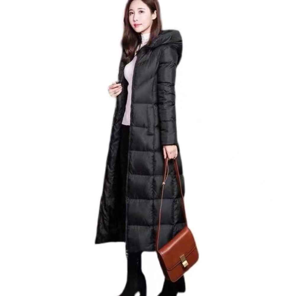 Winter Jackets Women Coat Female Slim Parka Over-Knee Cotton Padded Korea Hooded Warm Manteau Femme Hiver Black Solid Long Coat - aurelia-clothing-8955