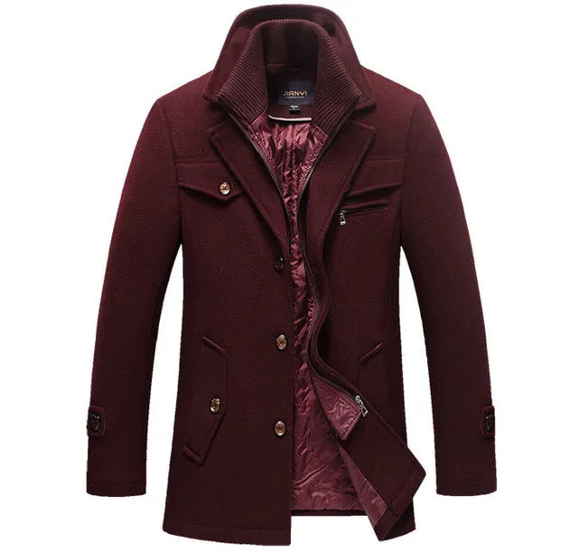 Winter Wool Coat Slim Fit Jackets Men Casual Outerwear - Free Shipping - aurelia-clothing-8955