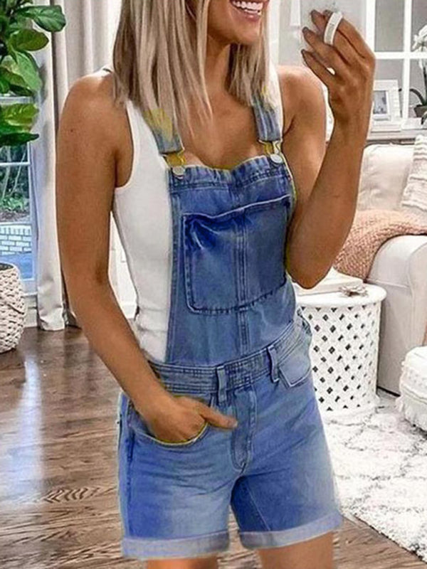 Womens Denim Overalls Sexy Fashion Washed Denim Shorts - Free Shipping - aurelia-clothing-8955