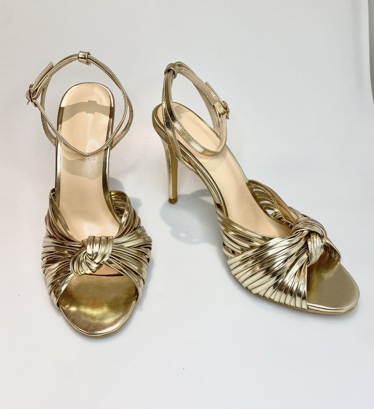 Womens Large Light Gold PU Slim High Heel Sandals Fashion Banquet Party Shoes - Free Shipping - aurelia-clothing-8955