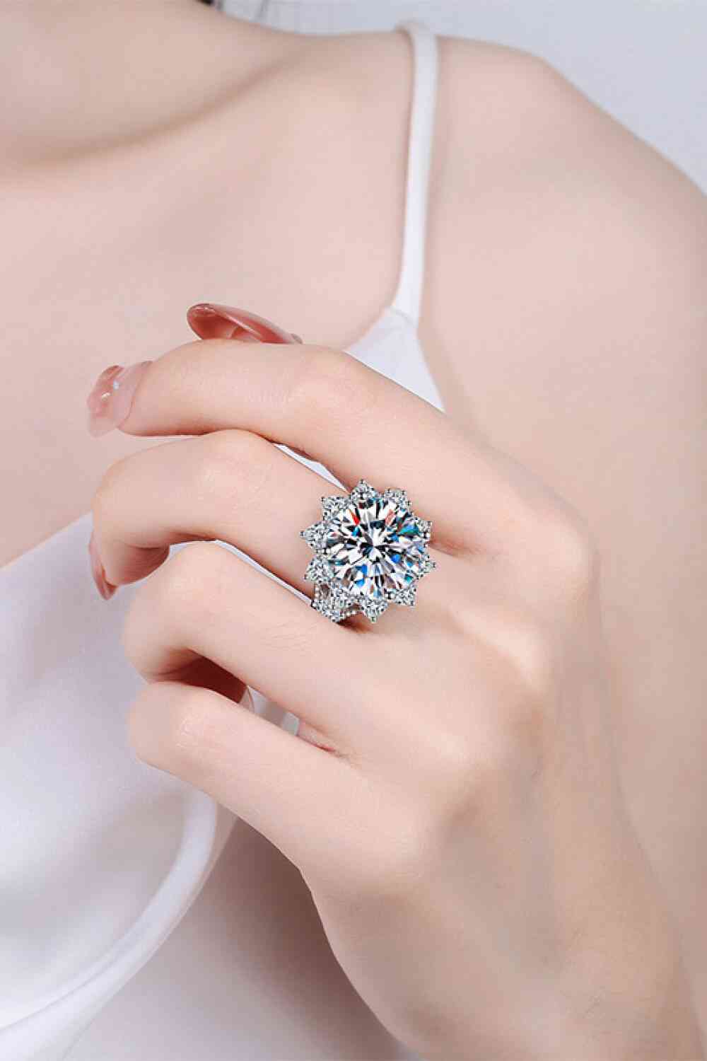 10 Carat Moissanite Flower-Shaped Ring - aurelia-clothing-8955