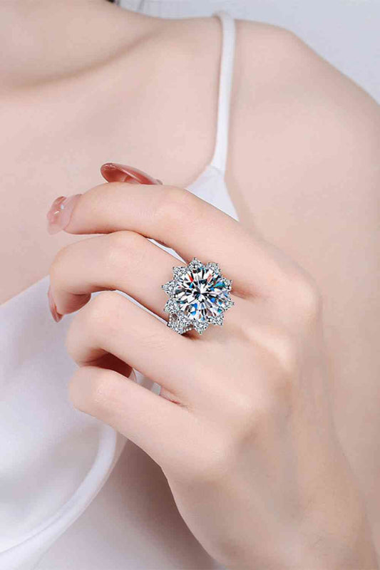 10 Carat Moissanite Flower-Shaped Ring - aurelia-clothing-8955