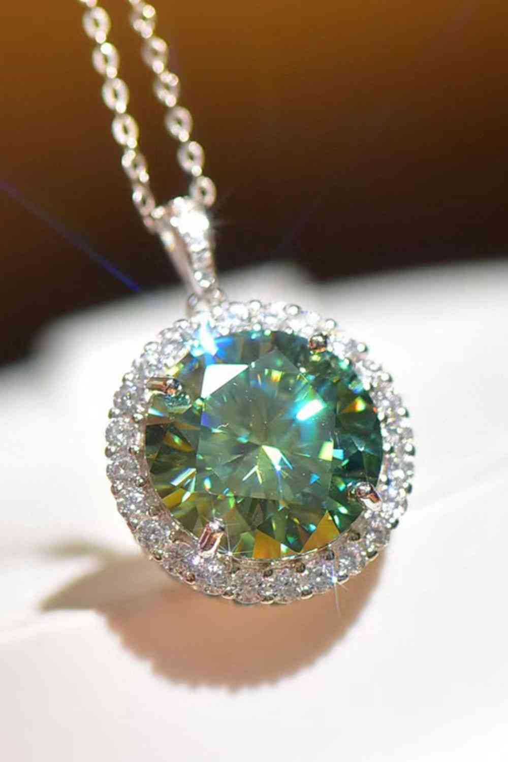 10 Carat Moissanite Pendant Platinum-Plated Necklace - aurelia-clothing-8955