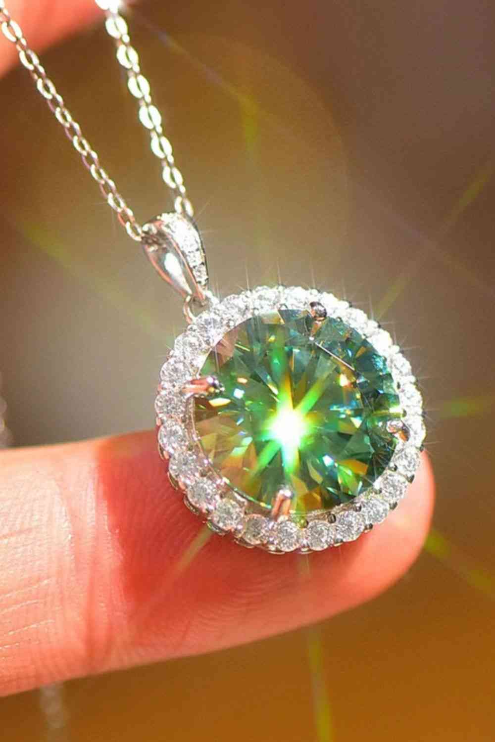10 Carat Moissanite Pendant Platinum-Plated Necklace - aurelia-clothing-8955