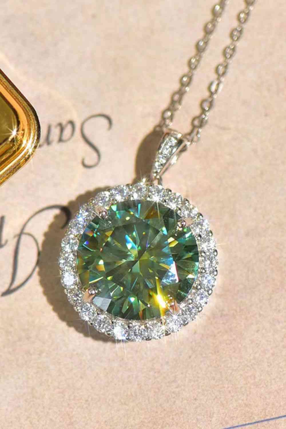 10 Carat Moissanite Pendant Platinum-Plated Necklace - aurelia-clothing-8955