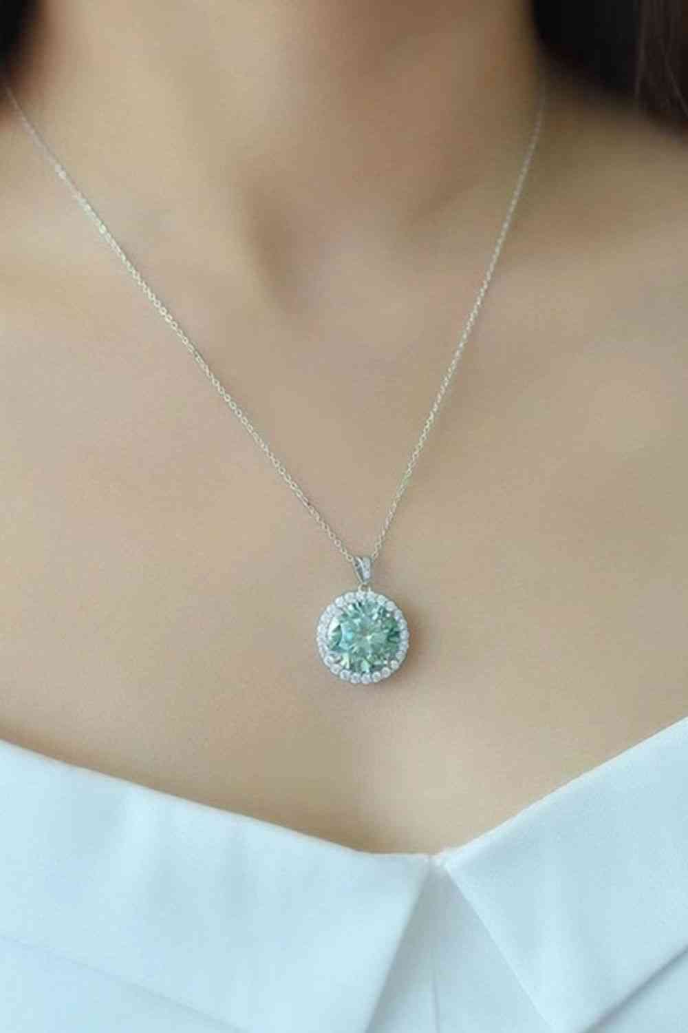 10 Carat Moissanite Pendant Platinum-Plated Necklace - aurelia-clothing-8955