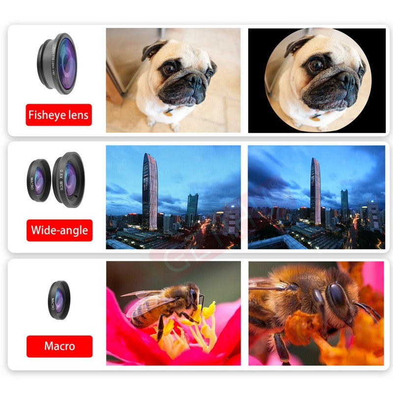 10 in 1 Kits 12x Zoom Telephoto Lens Fish eye Lens Wide Angle Macro Lenses Cell Phone Mobile Tripod - Free Shipping - aurelia-clothing-8955