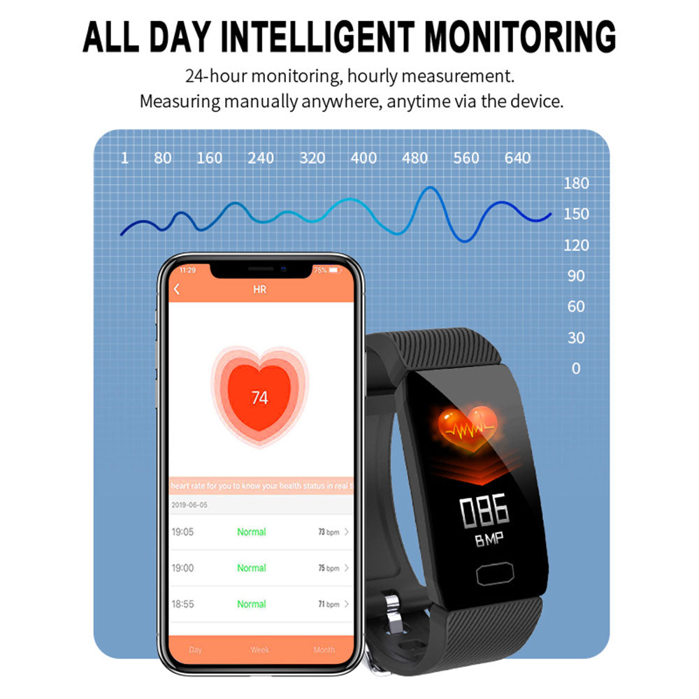 1.14 Smart Band Weather Display Blood Pressure Heart Rate Monitor Fitness Tracker Smart Watch Bracelet Waterproof Men Women Kids - Free Shipping - aurelia-clothing-8955