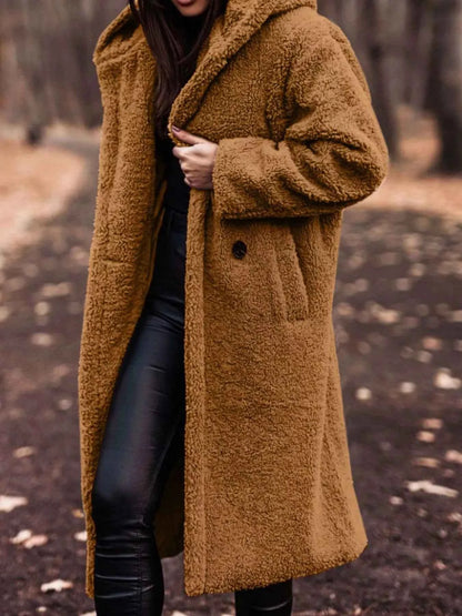 Teddy Bear Hooded Longline Outerwear-Free Shipping