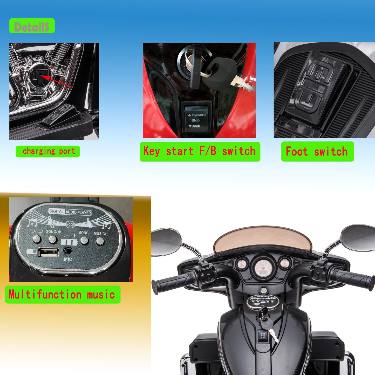 12V Kids Ride On Motorcycle, Toddler Toy-Free Shipping - aurelia-clothing-8955