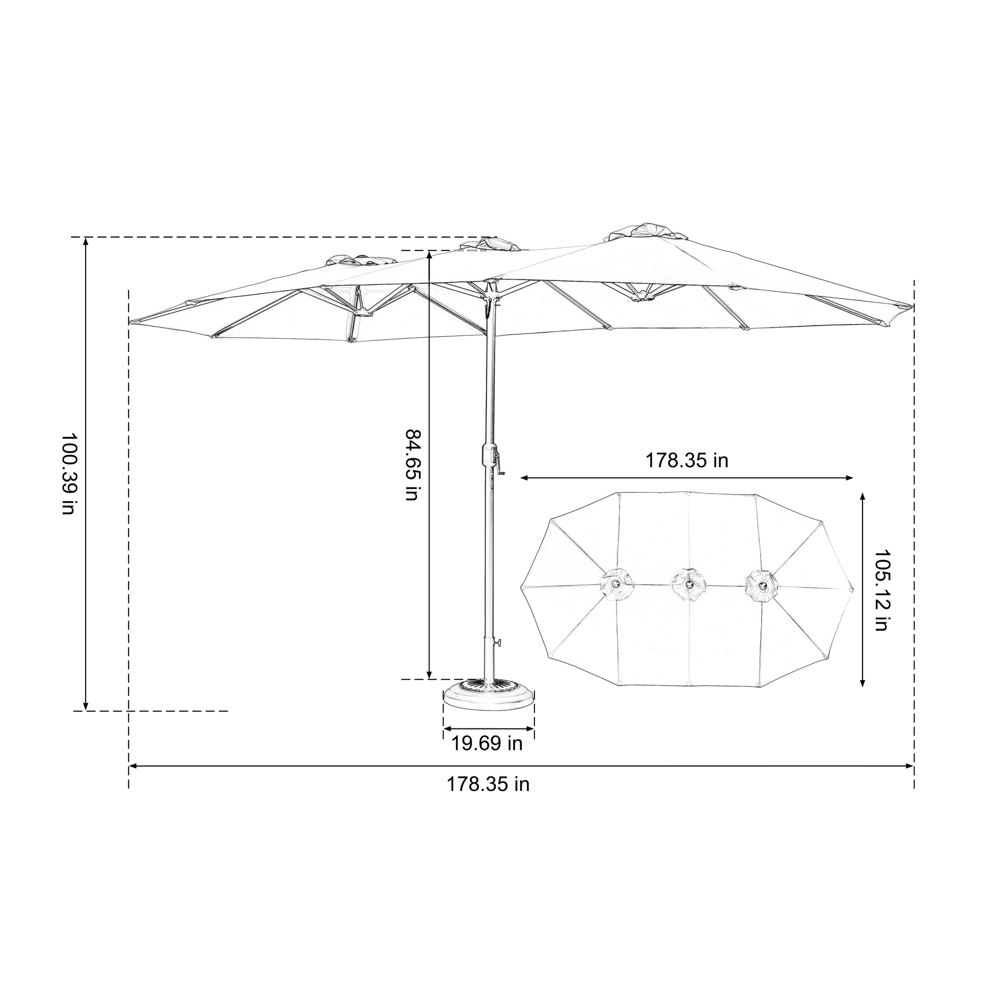 14.8 Ft Double Sided Outdoor Umbrella-Free Shipping - Aurelia Clothing