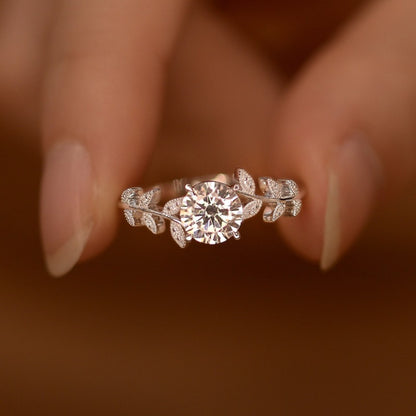 1 Carat Moissanite 925 Sterling Silver Leaf Ring-Free Shipping - aurelia-clothing-8955