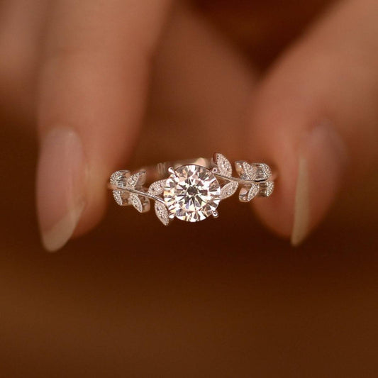 1 Carat Moissanite 925 Sterling Silver Leaf Ring-Free Shipping - aurelia-clothing-8955
