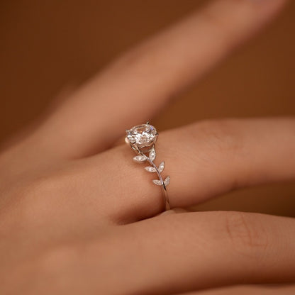 1 Carat Moissanite 925 Sterling Silver Leaf Ring-Free Shipping - aurelia-clothing-8955