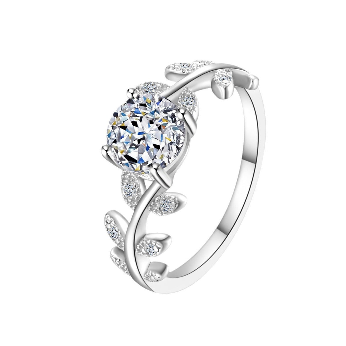 1 Carat Moissanite 925 Sterling Silver Leaf Ring-Free Shipping - aurelia-clothing-8955