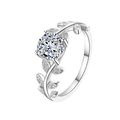 1 Carat Moissanite 925 Sterling Silver Leaf Ring-Free Shipping - aurelia-clothing-8955