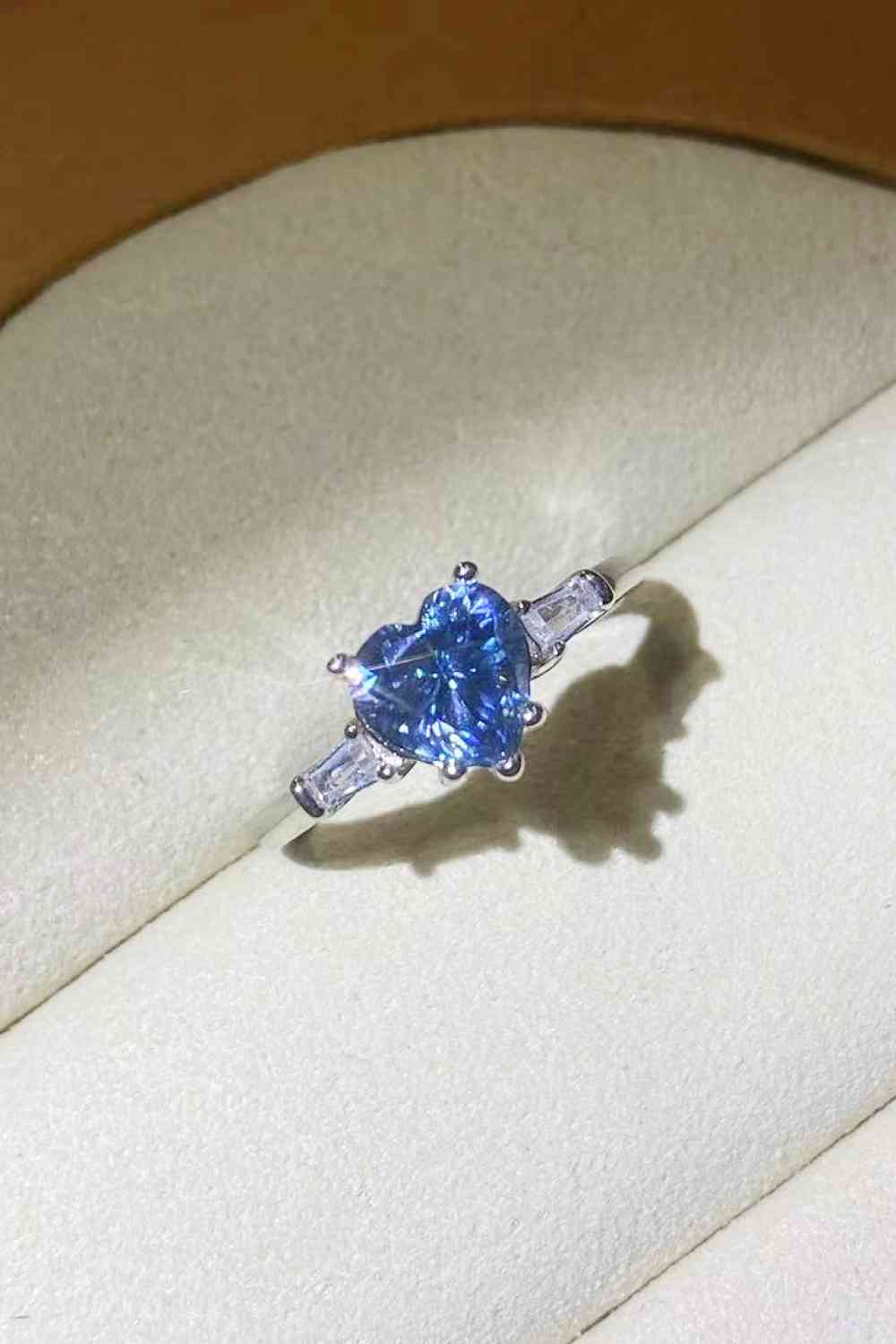 1 Carat Moissanite Heart-Shaped Platinum-Plated Ring in Blue - aurelia-clothing-8955