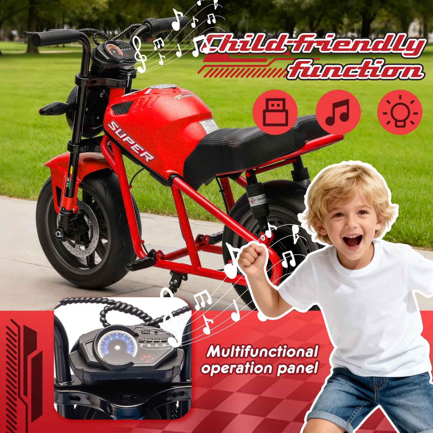 24V300W Kids Ride On XL Electric Toy Muscle Motorcycle-Free Shipping - aurelia-clothing-8955