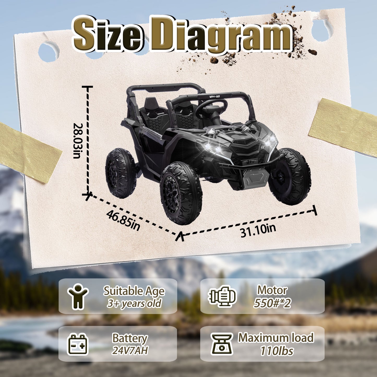24V Two-Seater Kids Ride On UTV-Free Shipping - Aurelia Clothing