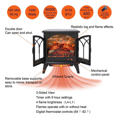 24 inch 3D Infrared Electric Stove with remote control - Free Shipping - aurelia-clothing-8955
