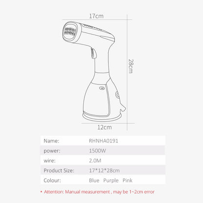 280ml Handheld Fabric Steamer 15 Seconds Fast-Heat 1500W Powerful Garment Steamer for Home Travelling Portable Steam Iron - Free Shipping - aurelia-clothing-8955