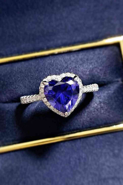 2 Carat Moissanite Heart-Shaped Side Stone Ring - aurelia-clothing-8955
